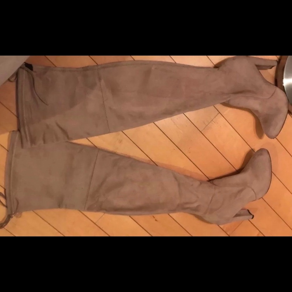 Stuart Weitzman over the knee boots in beige